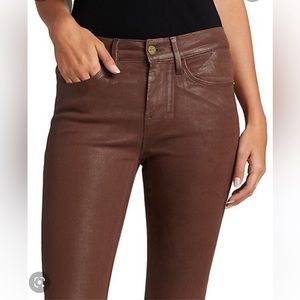 Frame Le Skinny De Jeanne Brown Coated Jeans, NWT